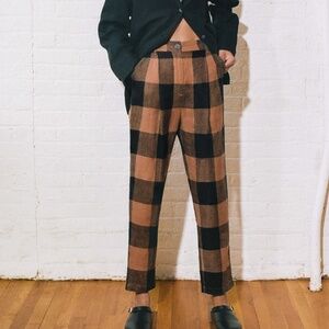 Mara Hoffman Dita Pants in black and brown plaid size 2